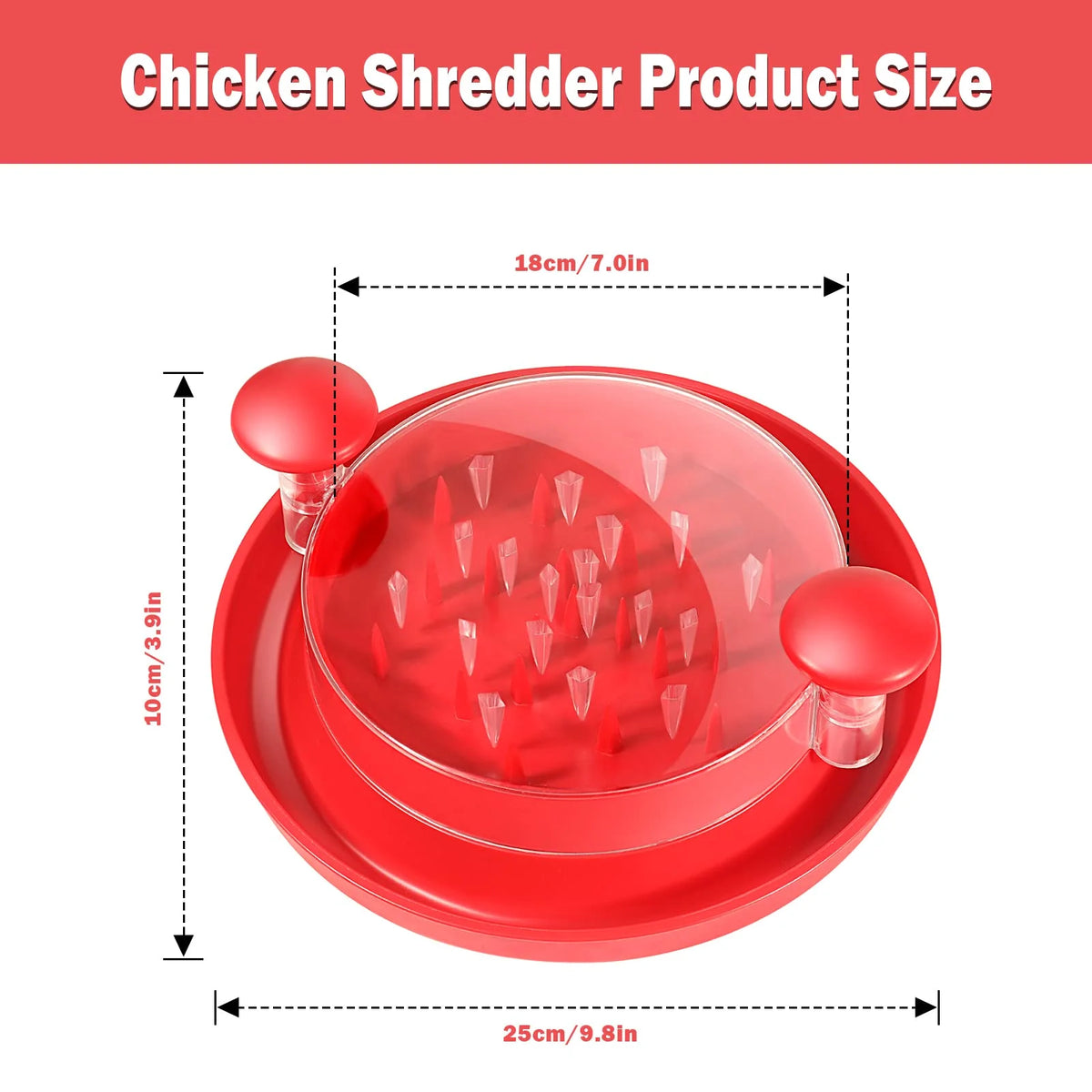 Large Meat Shredder Tool with Clear Cover and Non-Skid Base X718