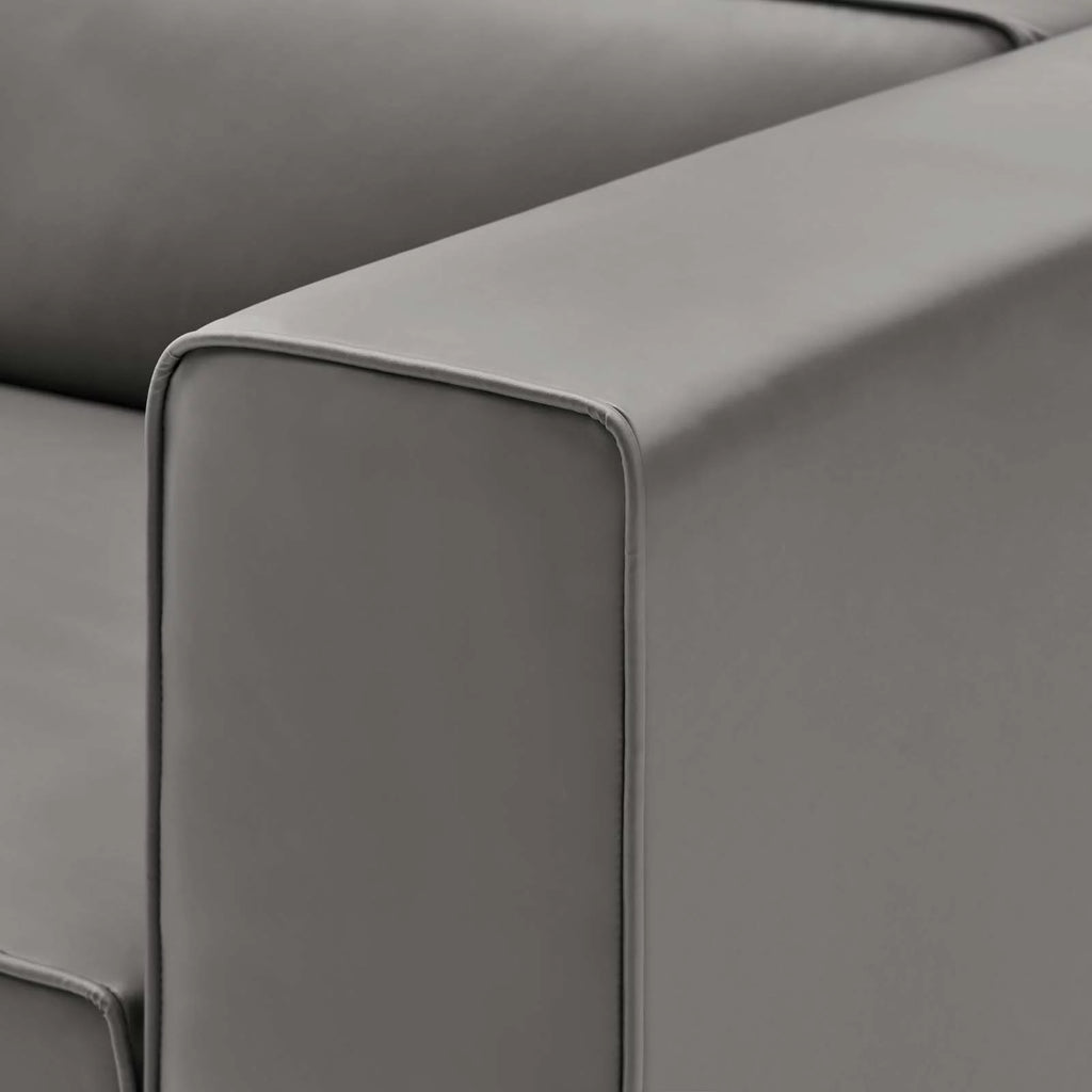 Grey Faux Vegan Leather Sectional Sofa Set X954