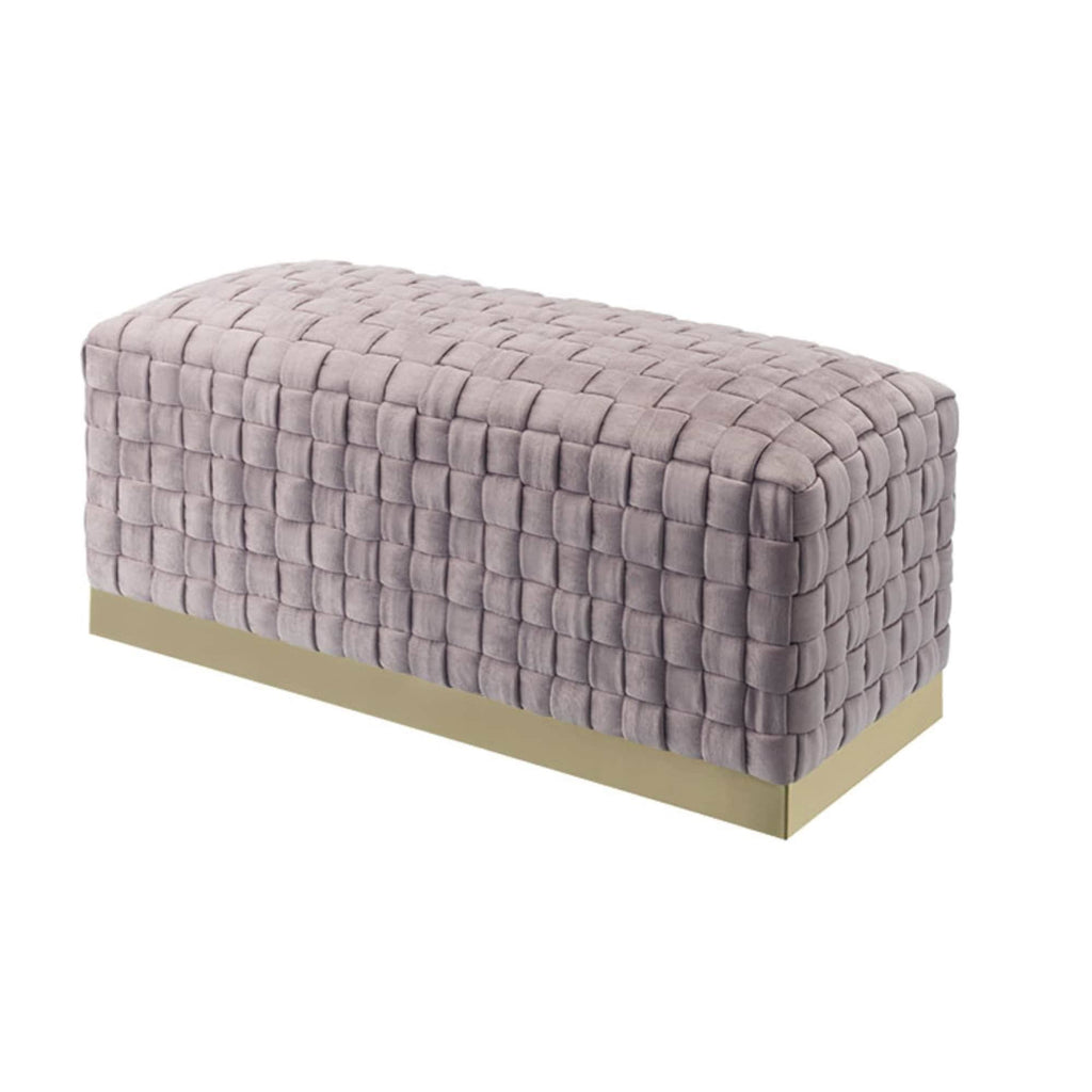 Lilac Gold Velvet Bench with Stainless Steel Base Y66310