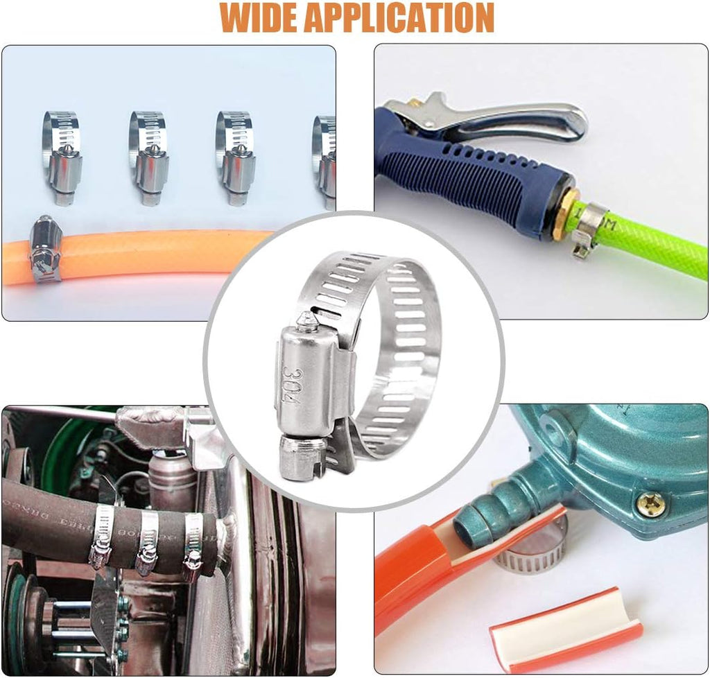 25Pcs Adjustable 304 Stainless Steel Worm Gear Hose Clamp Assortment Kit (18-32mm) W55610