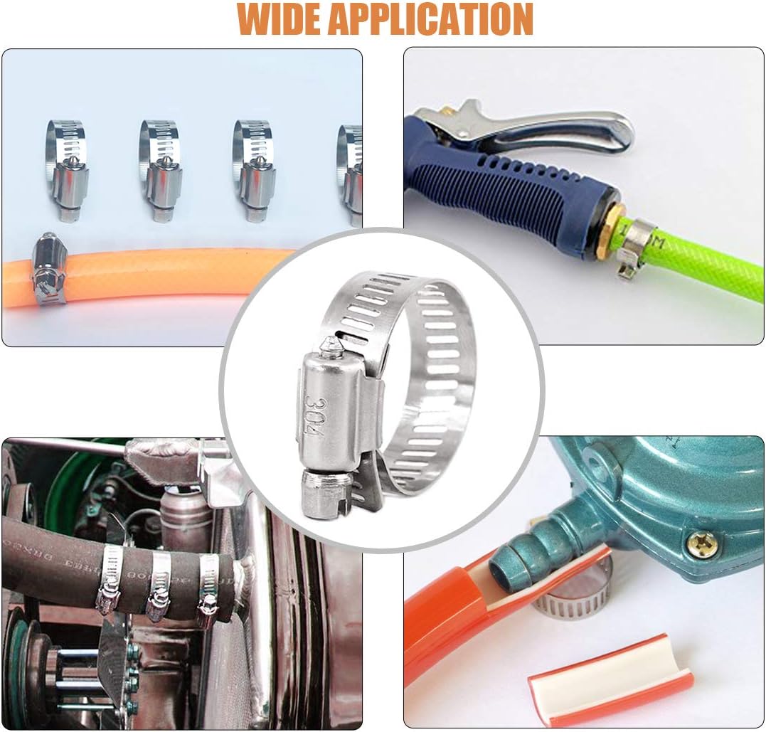 25Pcs Adjustable 304 Stainless Steel Worm Gear Hose Clamp Assortment Kit (18-32mm) W55610