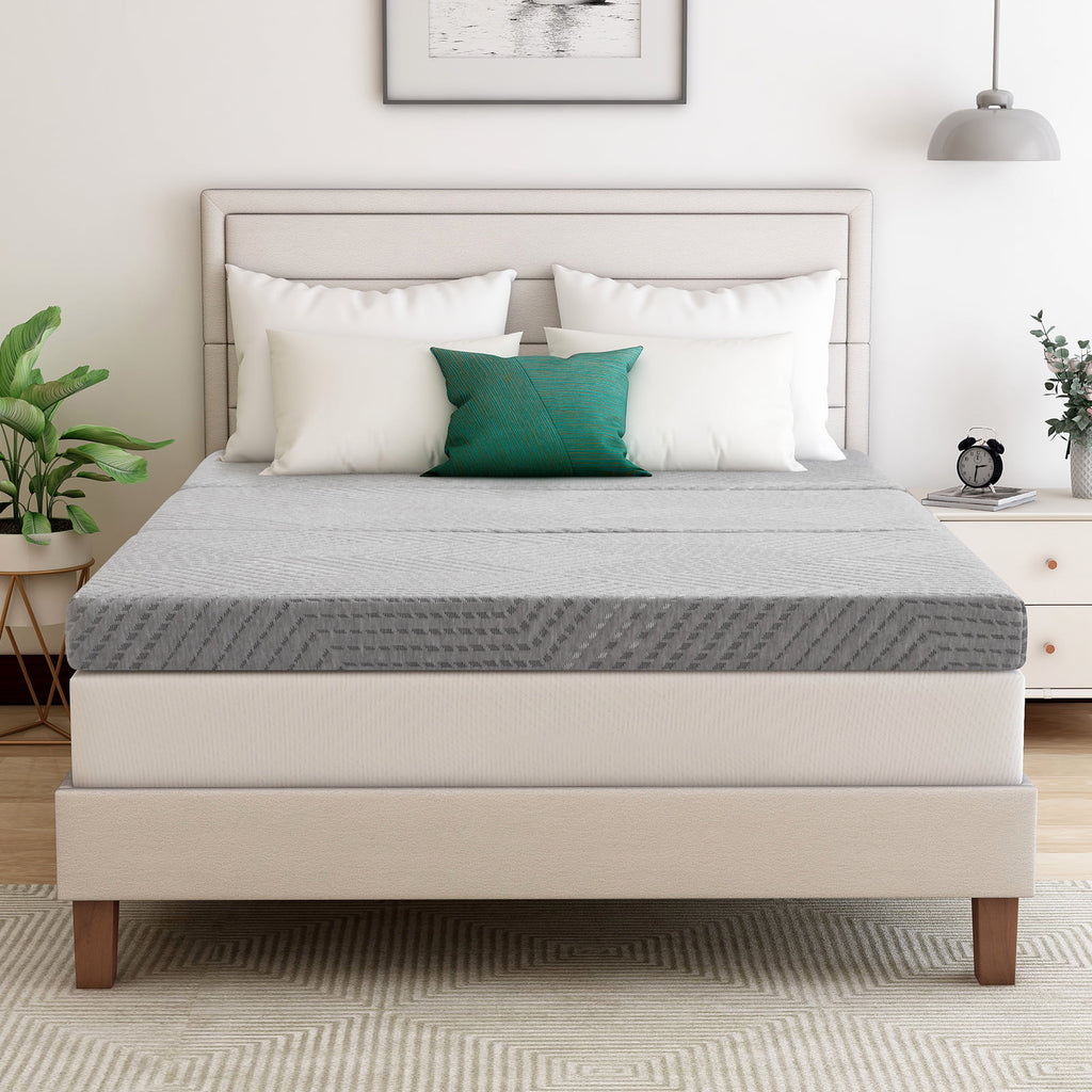 Gray Tri Fold Gel Memory Foam Mattress with Washable Cover S175