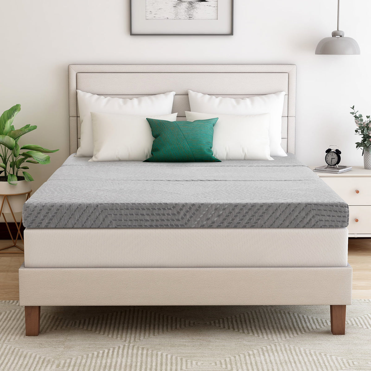 Gray Tri Fold Gel Memory Foam Mattress with Washable Cover S175