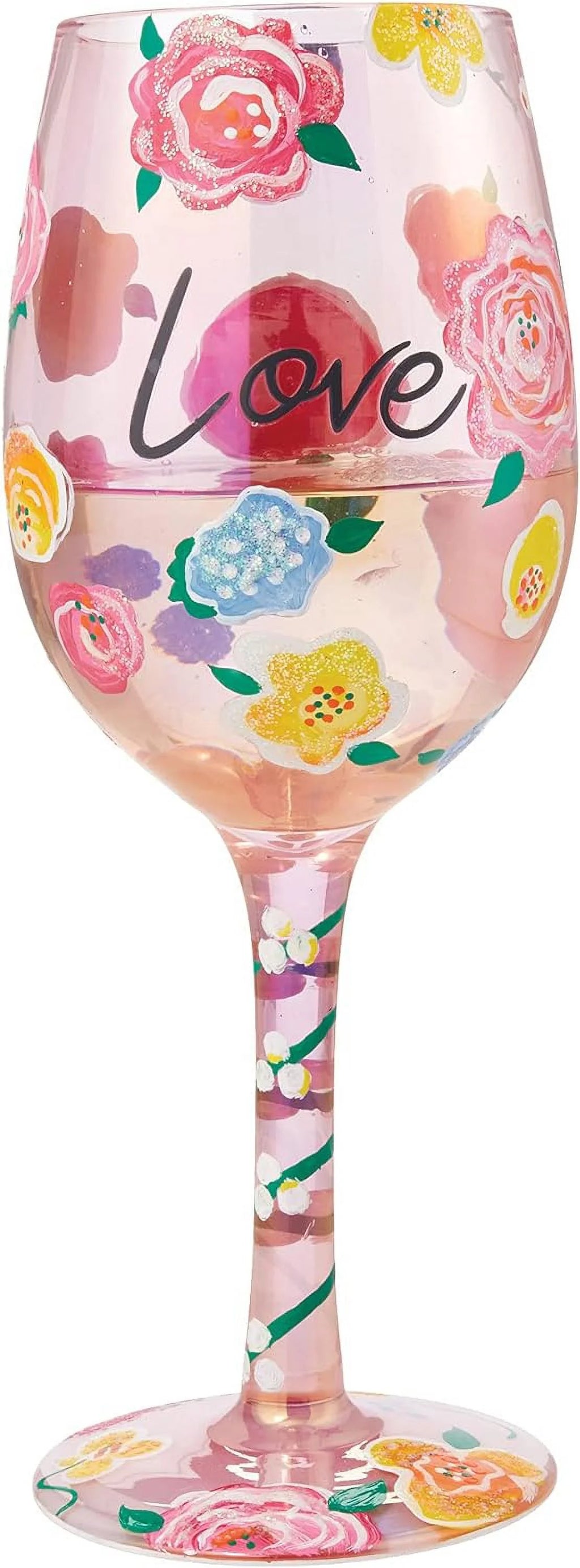 Floral Hand-Painted Artisan Wine Glass X613303
