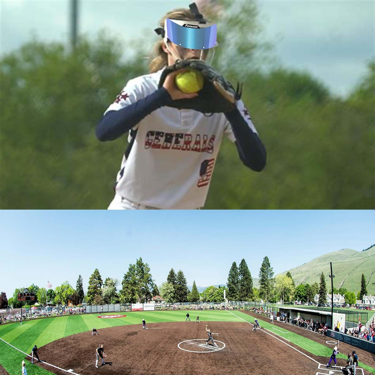 Clear Blue Sports Sunglasses Visor for Defense Fielder’s Mask B2627