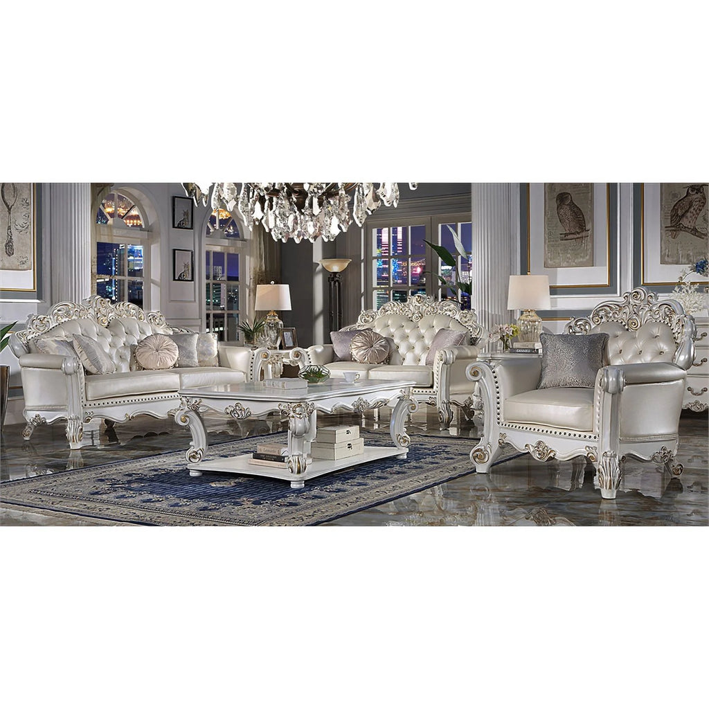 Champagne PU Sofa with 5 Pillows D6935