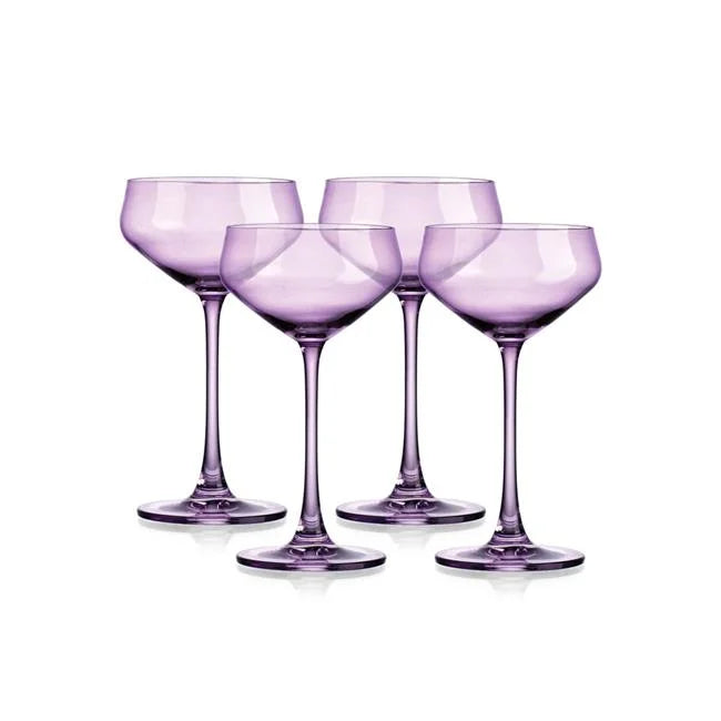 6 oz Purple Coupe Glass Set of 4 Y146173