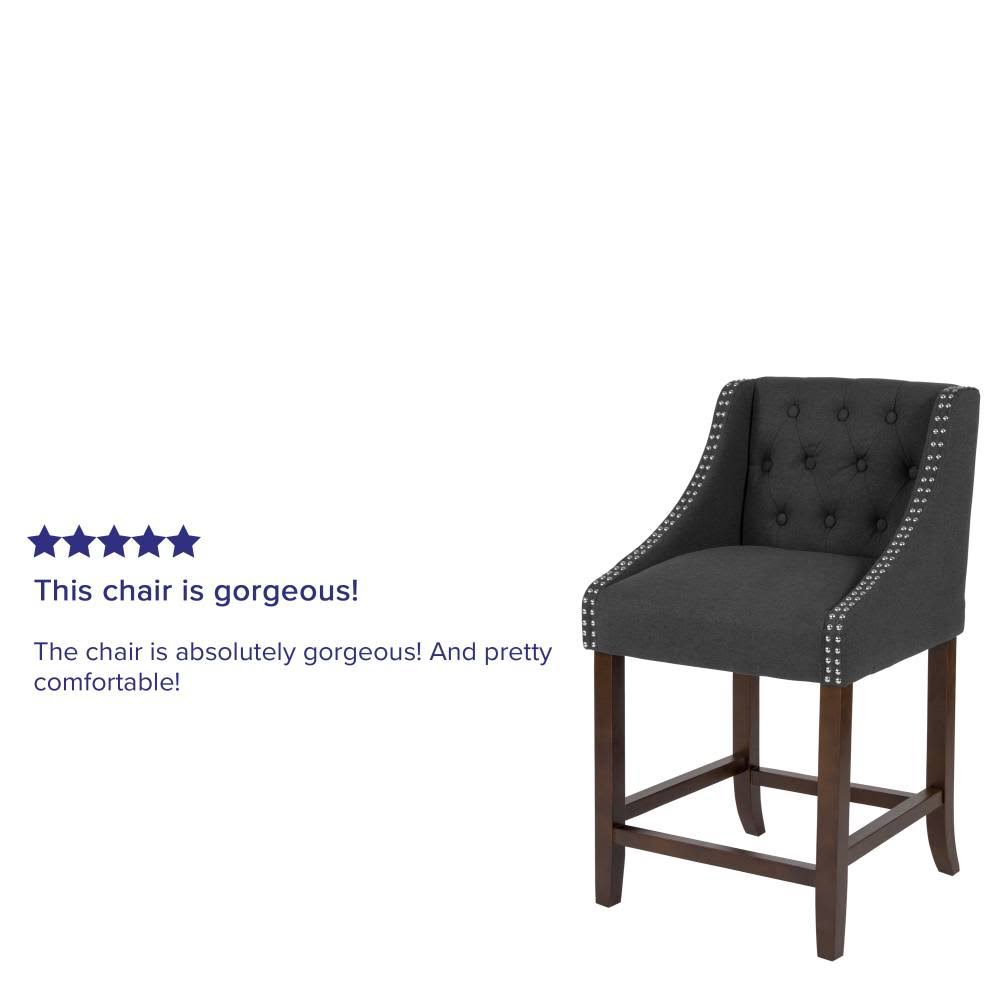 Light Gray Fabric Tufted Counter Height Stool T9005
