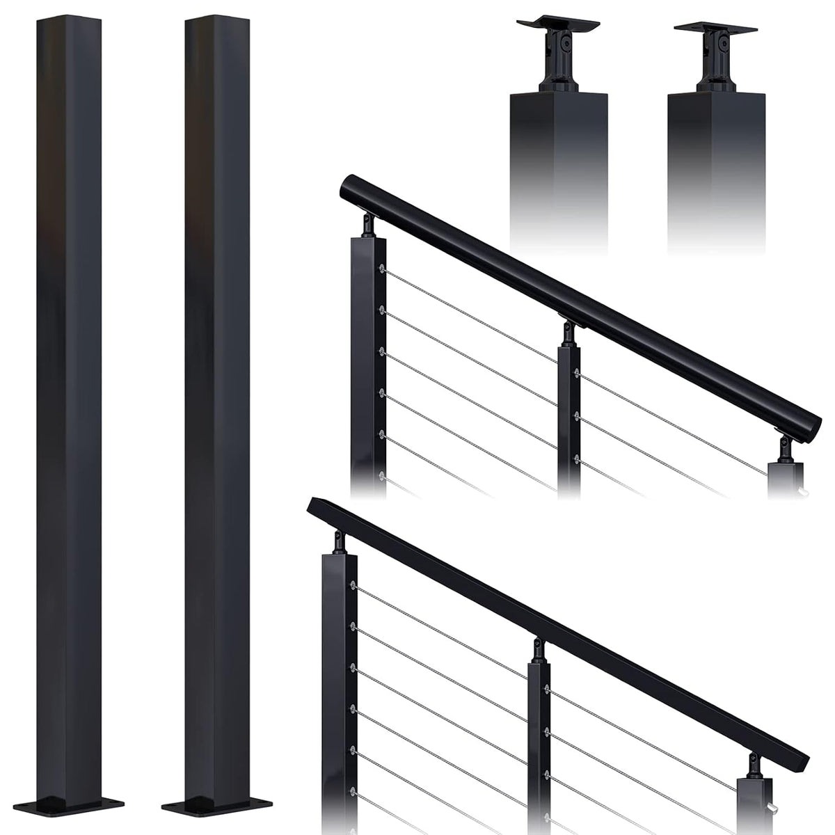2 Pack Un-drilled Stainless Steel Cable Railing Post E21271