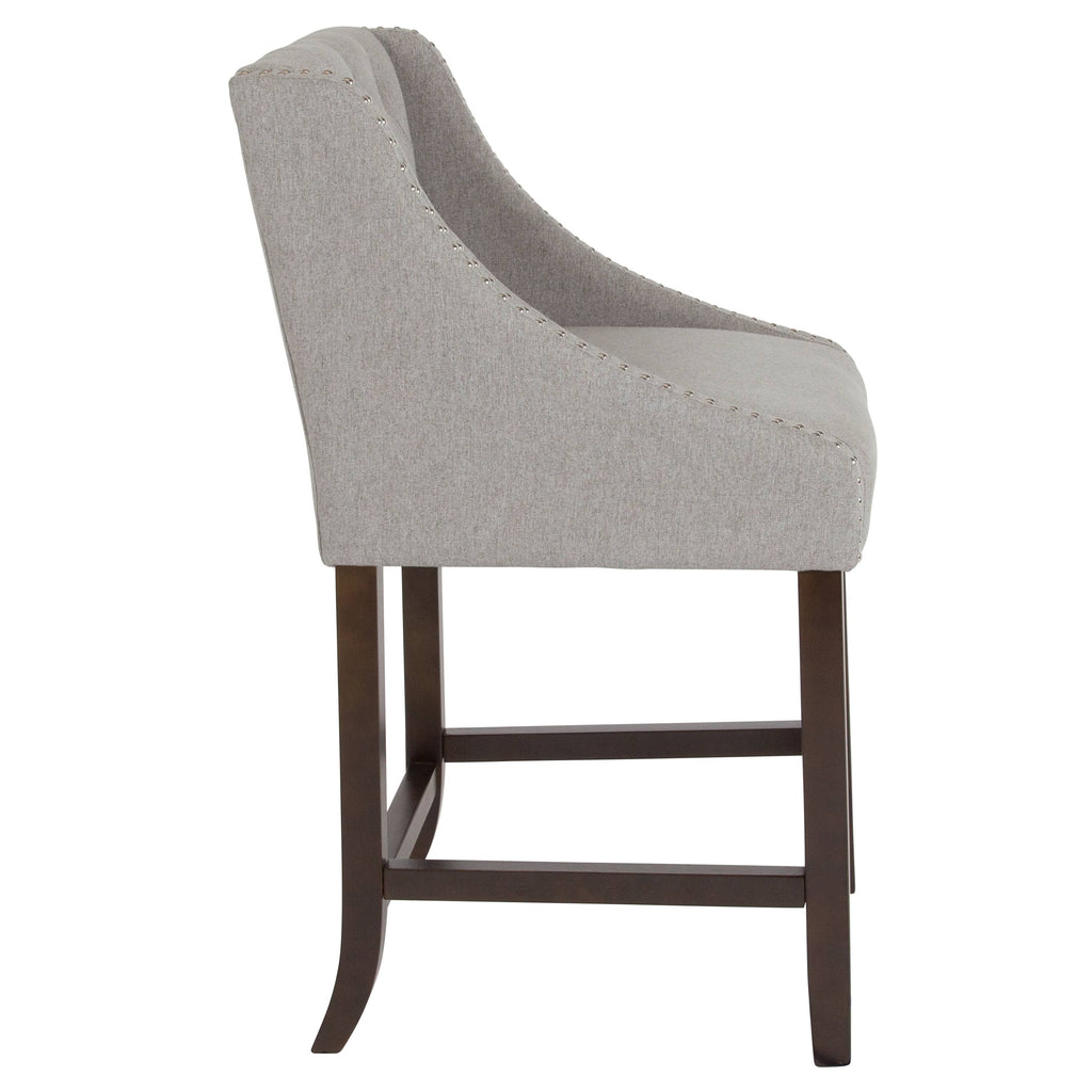 Light Gray Fabric Tufted Counter Height Stool T9005