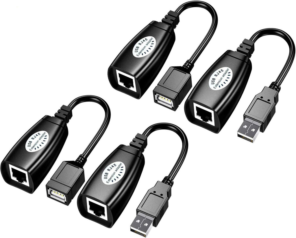 USB RJ45 Extender Over Cat5/Cat5e/Cat6 Cable Connector Adapter 2 Pairs U60011