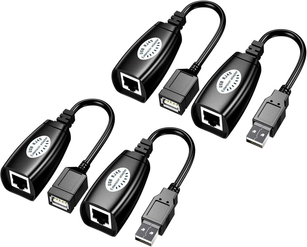 USB RJ45 Extender Over Cat5/Cat5e/Cat6 Cable Connector Adapter 2 Pairs U60011