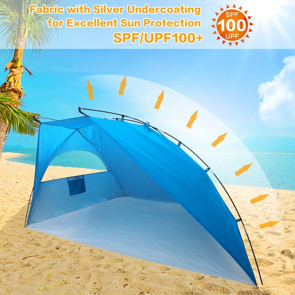 Portable Sun Shelter Beach Tent, 9ft Large Tent, UV Protection, Blue A437474