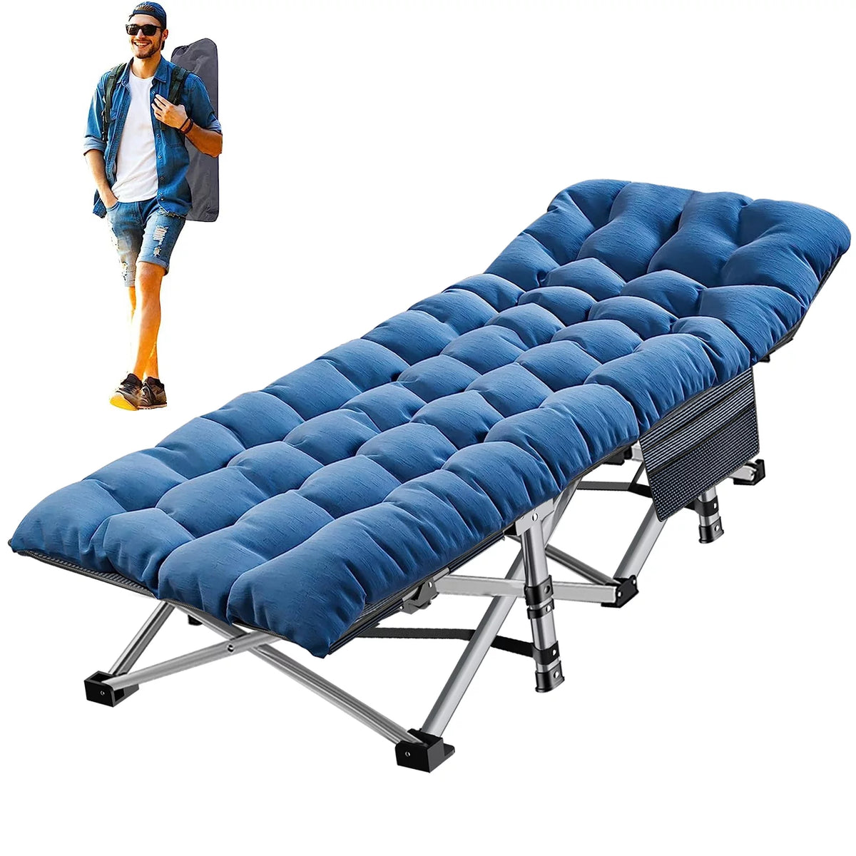Folding Camping Cot with Mattress and Carry Bag R8711