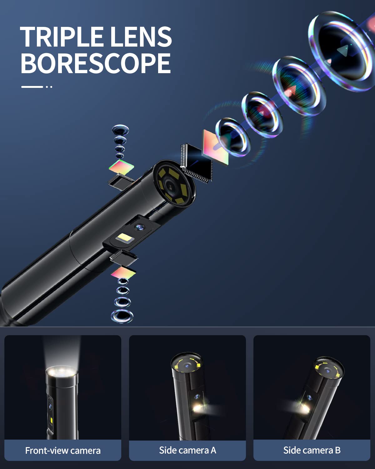 16.4ft Waterproof Flexible Borescope Inspection Camera with Light R439