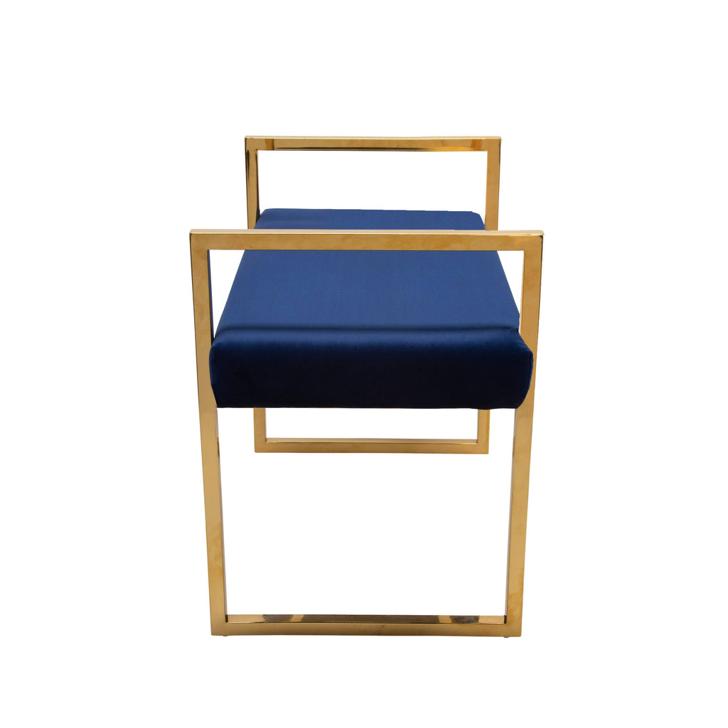 Navy/Gold Velveteen Bench with Handles L5263