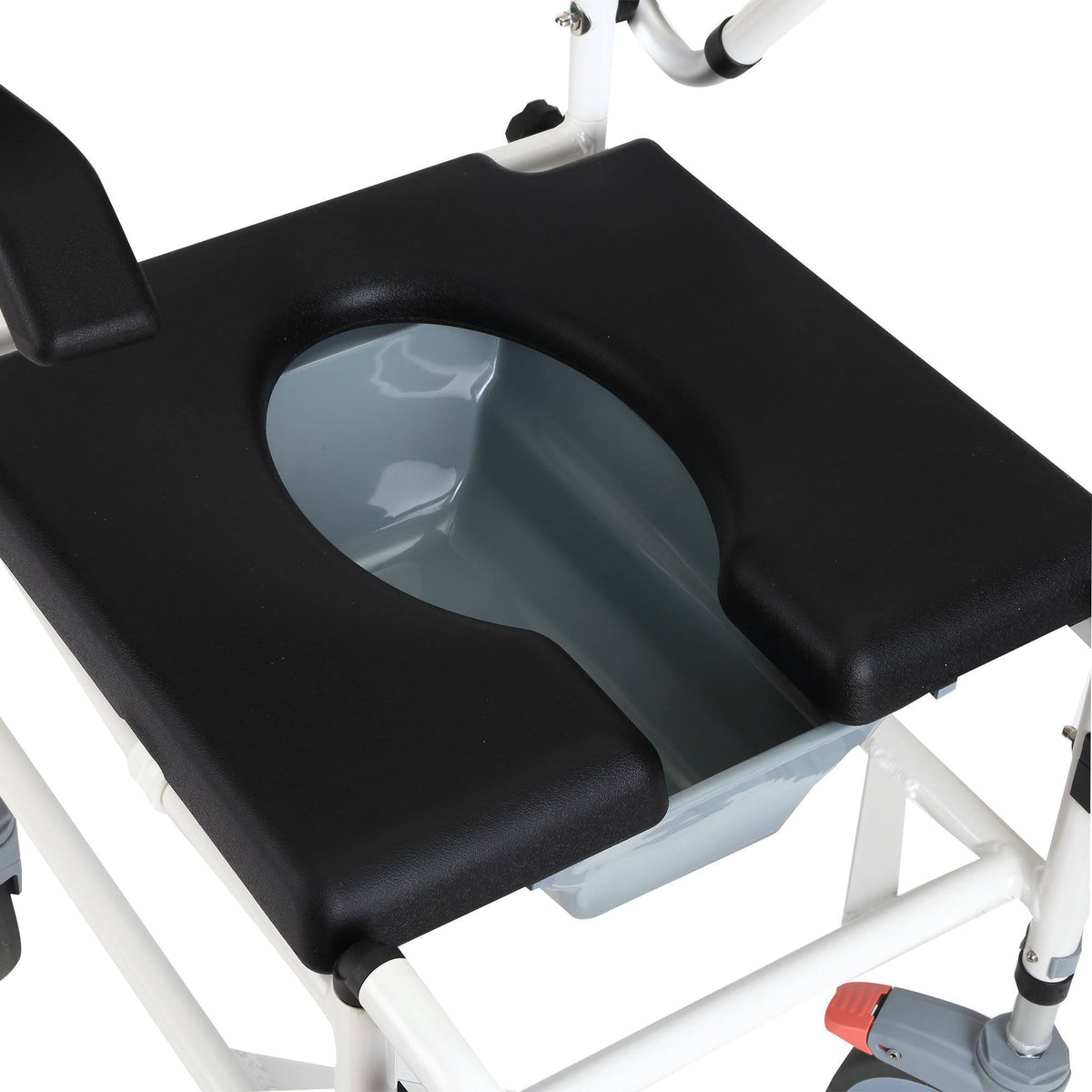 Black Commode Wheelchair with 4 Castor Wheels and Detachable Bucket F4634