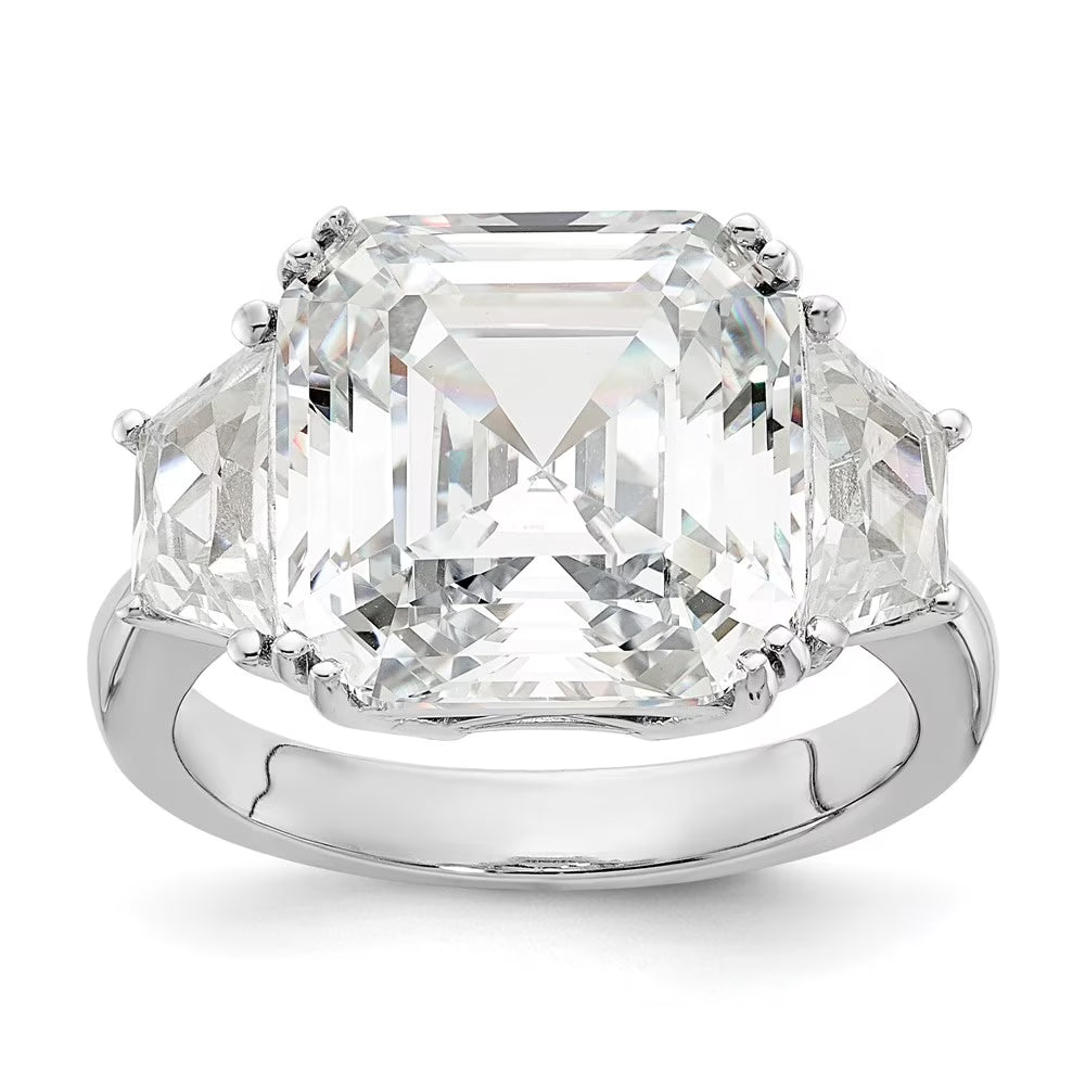 Sterling Silver CZ 3 Stone Ring P7374