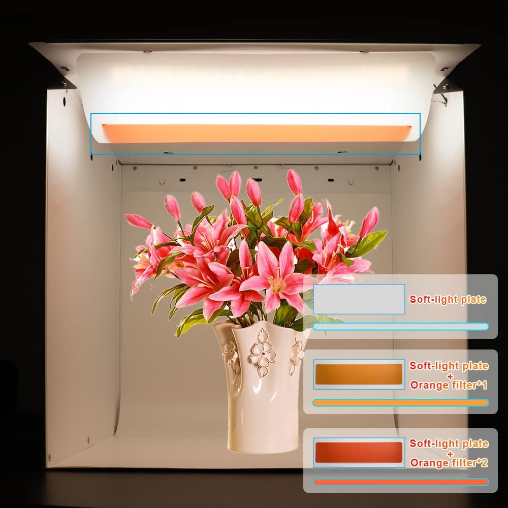 16"/40cm Portable Photo Studio Light Box with 6 Color Backdrops and 3 Light Filter Pack of 2 B7291