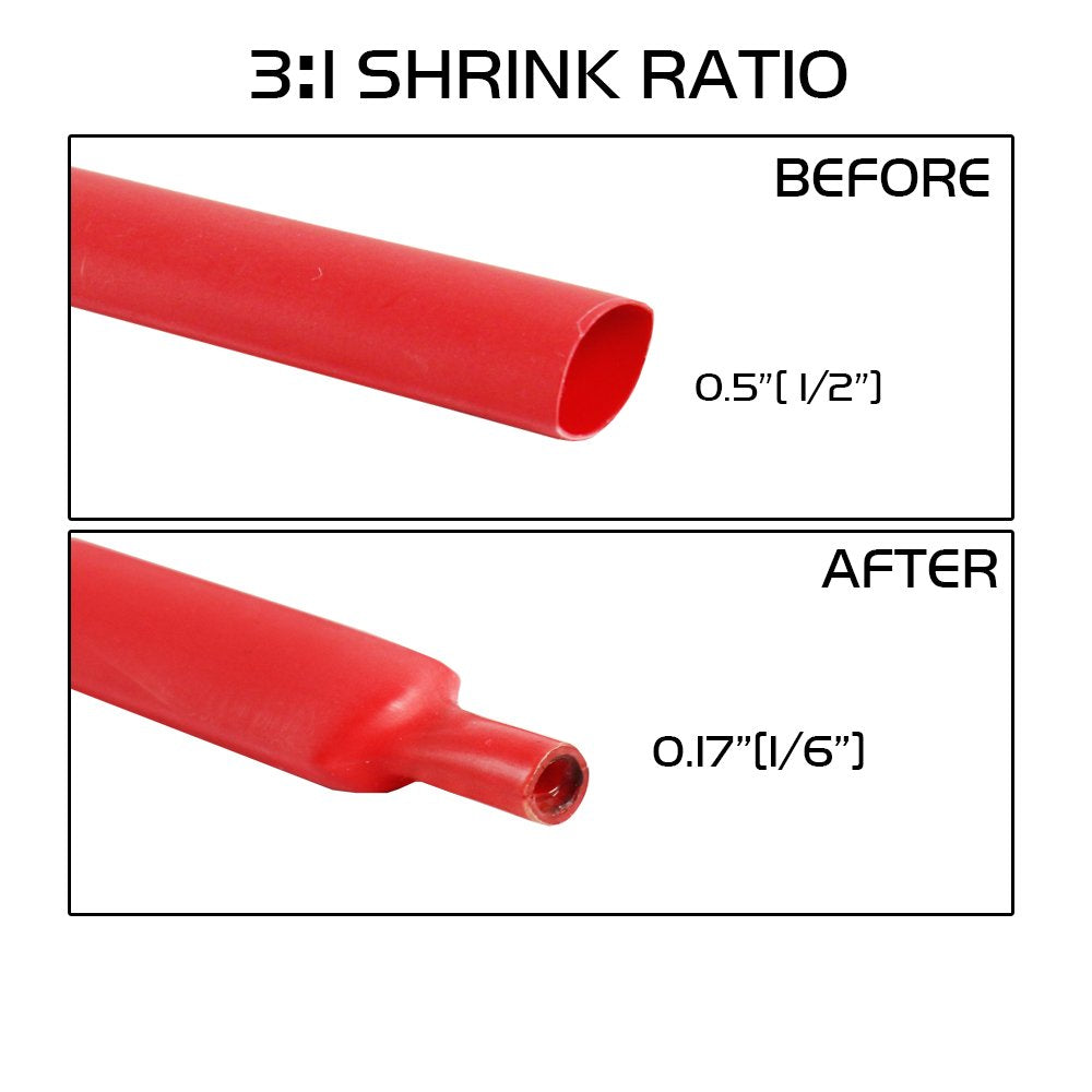 1/2in Diameter 32ft Red Polyolefin Heat Shrink Tubing O972