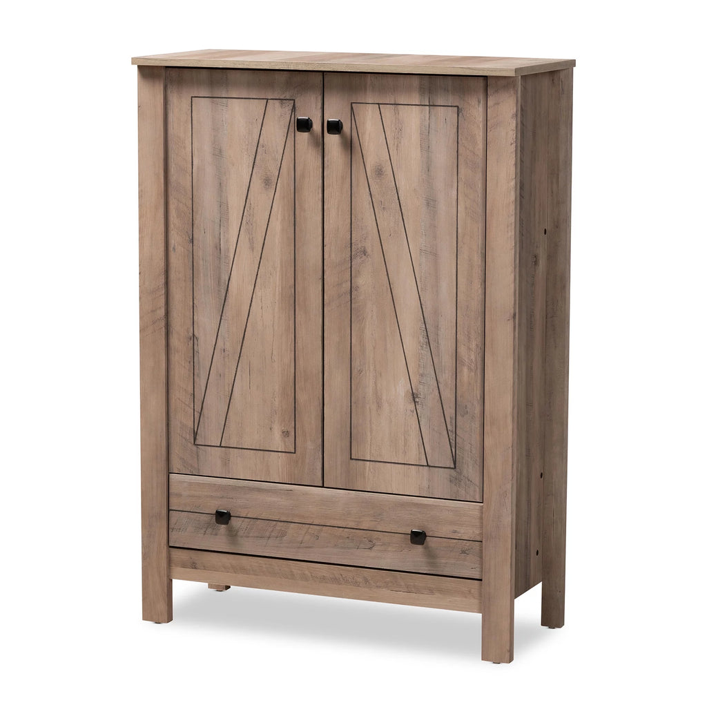 Natural Oak Finished Wood 1-Drawer Shoe Cabinet Q6436