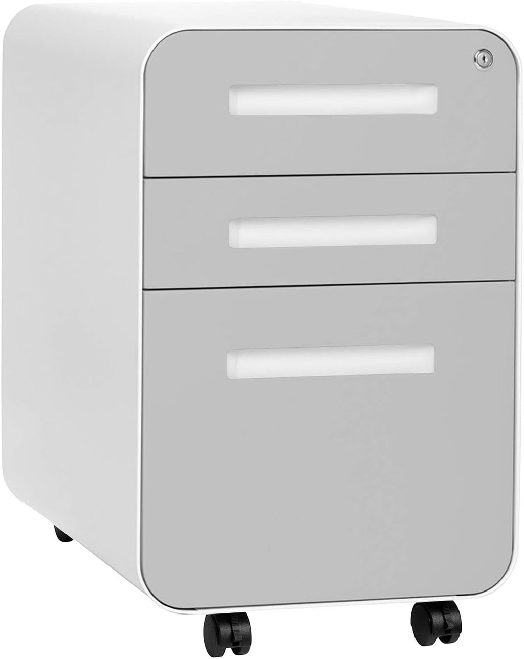 3-Drawer Mobile File Cabinet Orange Faceplate E8074