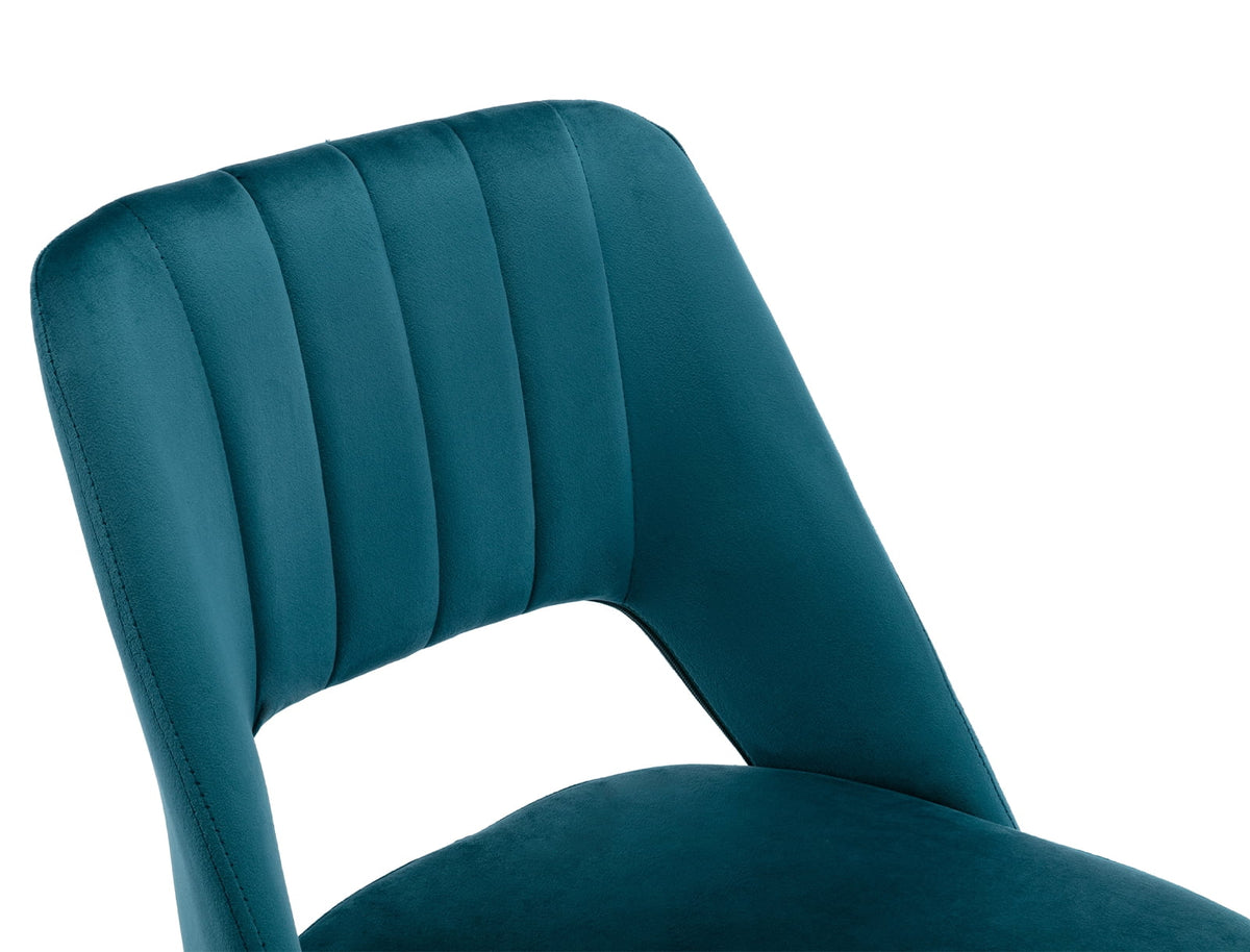 Green Tufted Fabric Task Chair with Gold Base and Wheels W1071