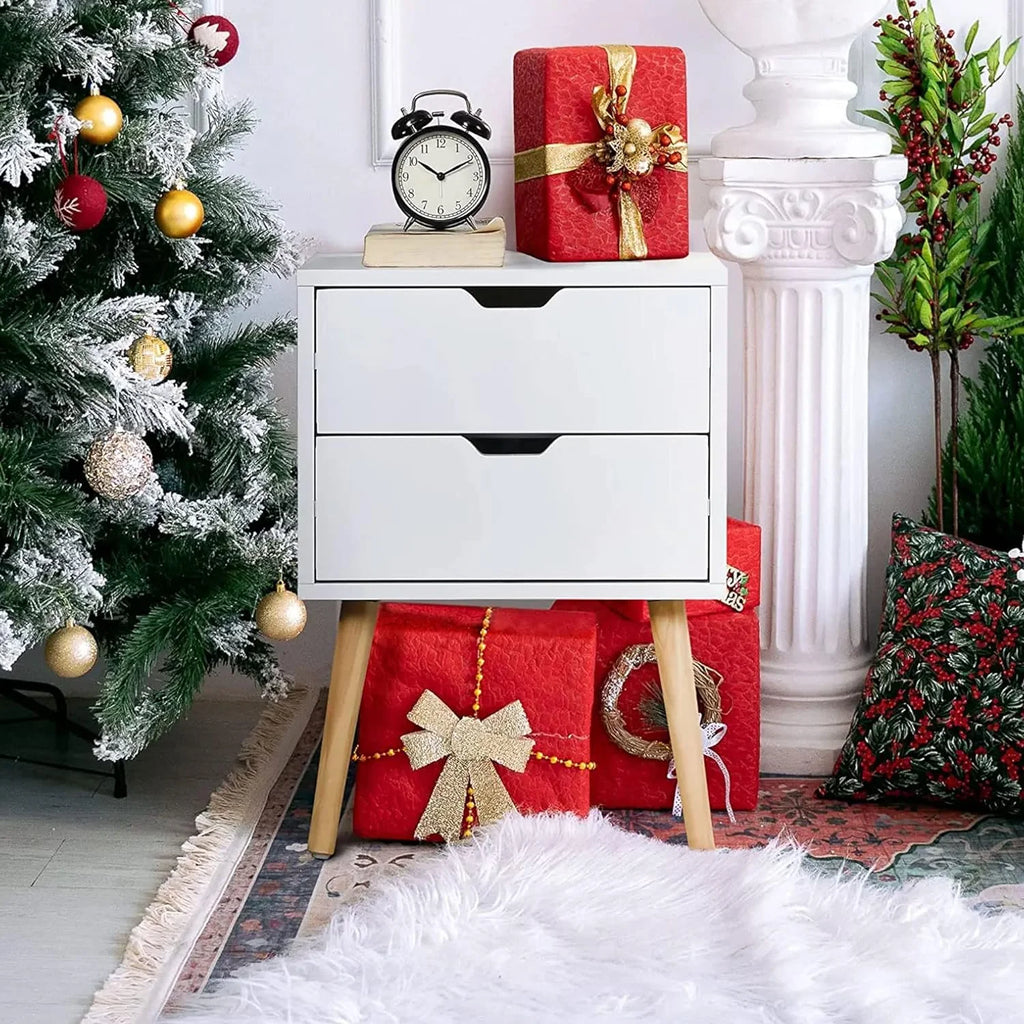 White Storage Drawer Nightstand Set Of 2 N138252
