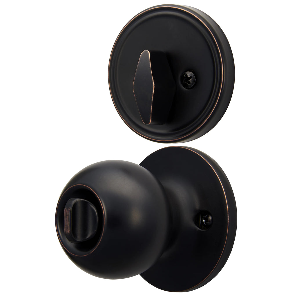 Antique Brass Ball Doorknob and Deadbolt Combo Pack J83994