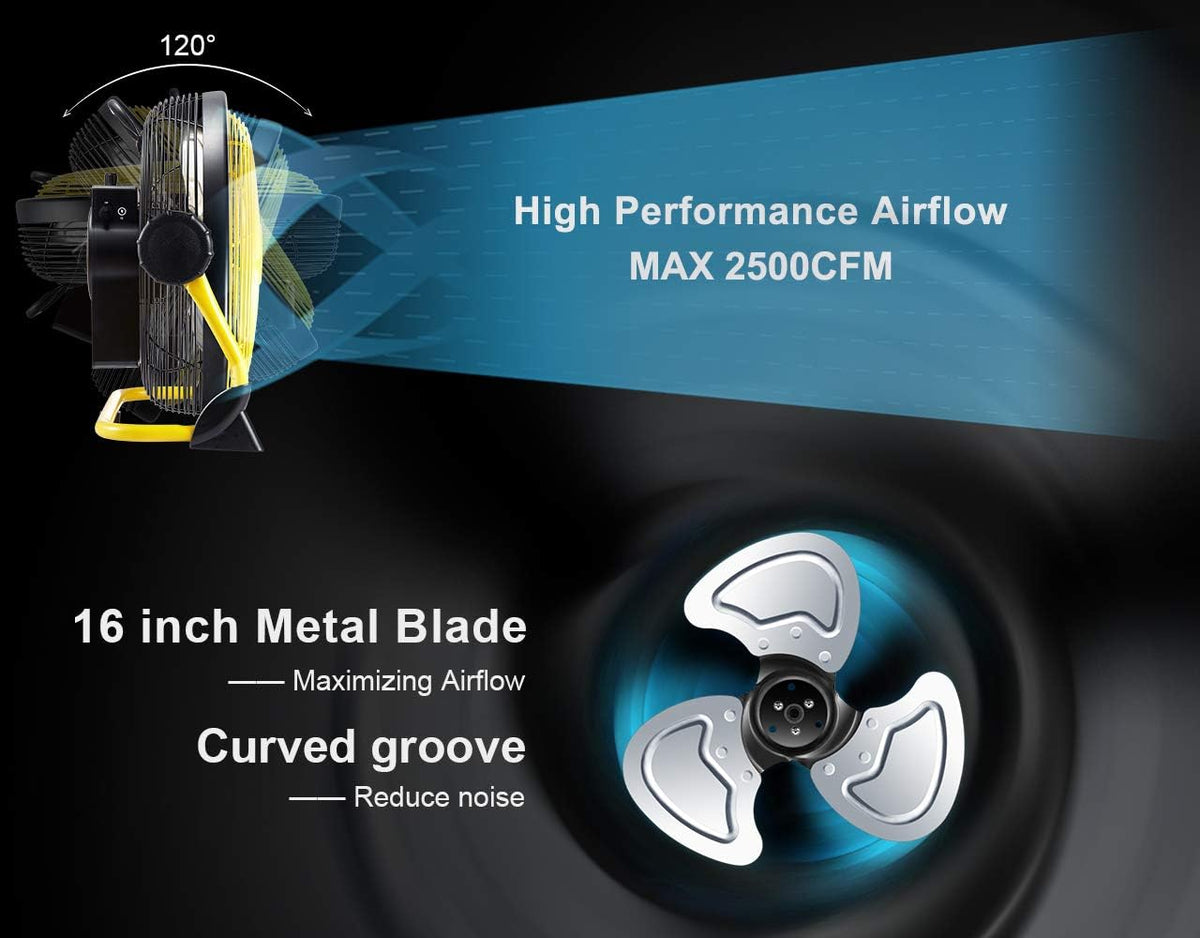 Rechargeable 16'' Portable Battery Operated High Velocity Floor Fan F490515