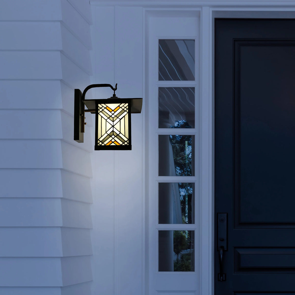 Bronze Outdoor Mission Stained Glass Wall Sconce R1077