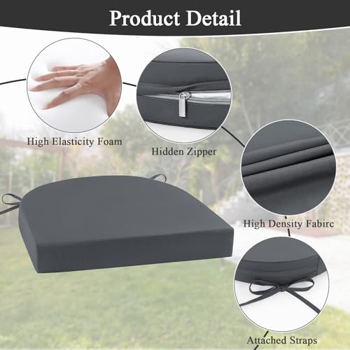 Waterproof Outdoor Chair Cushions Set of 2, 17"x16"x2", Cream E283634
