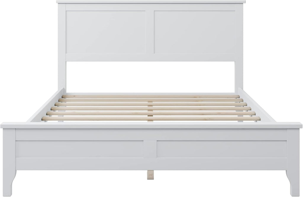 White Full Size Wooden Platform Bed with Headboard G620841