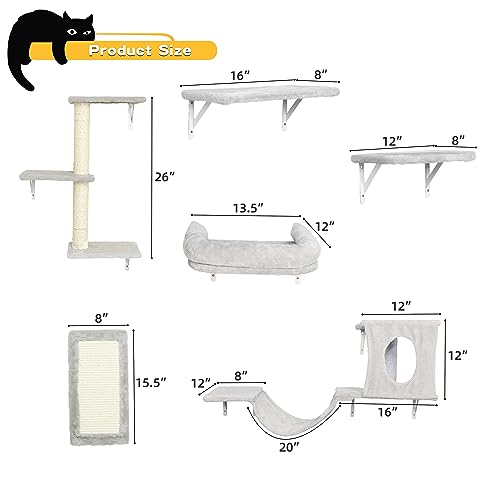 Grey 6pc Cat Wall Furniture Set T494