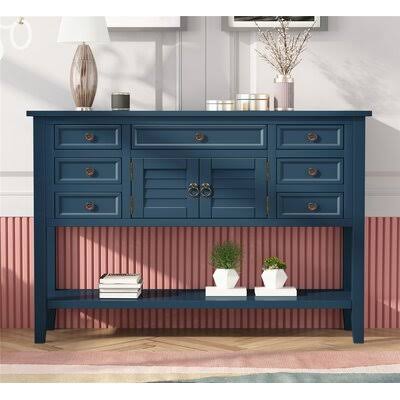 Blue Console Table with 7 Drawers D3203