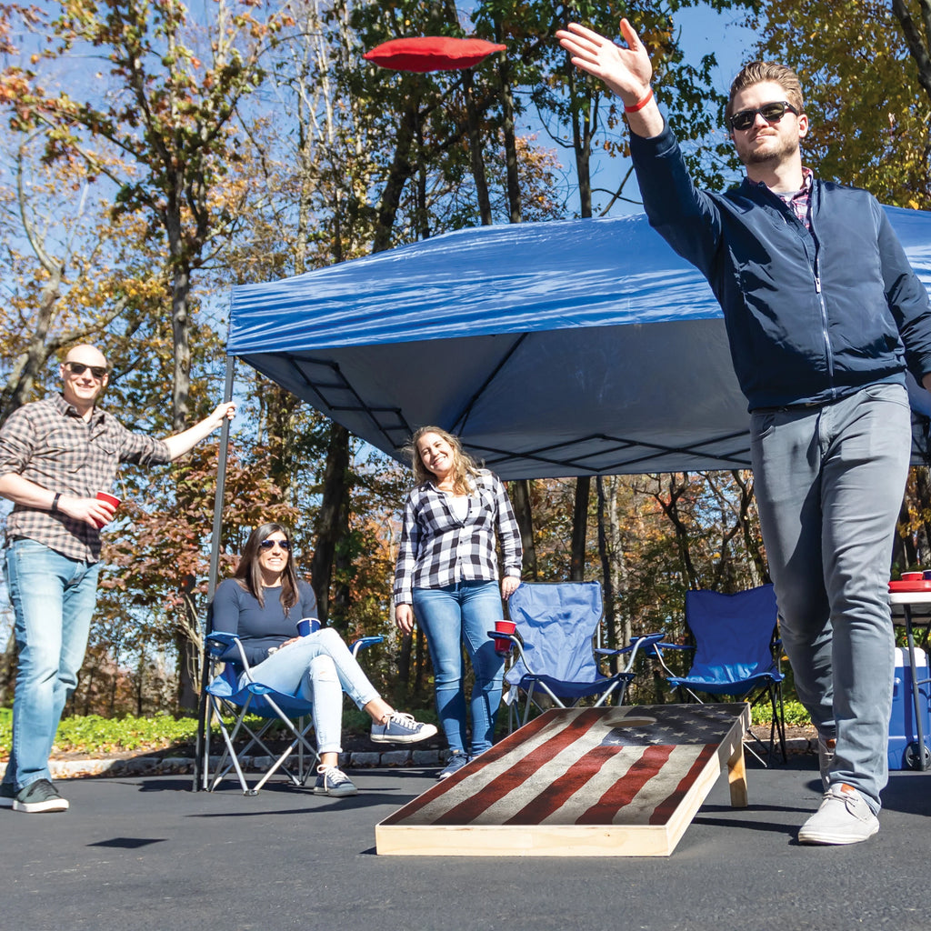2' x 4' American Flag Cornhole Boards Bean Bag Toss Set with 8 Bean Bags C856