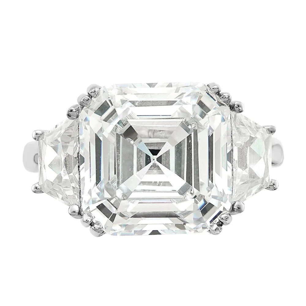 Sterling Silver CZ 3 Stone Ring P7374