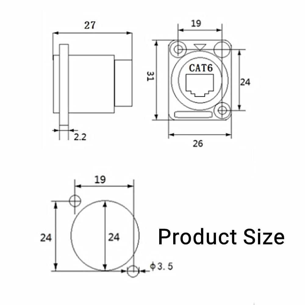 10 Pack Shielded RJ45 Panel Mount Coupler E28264
