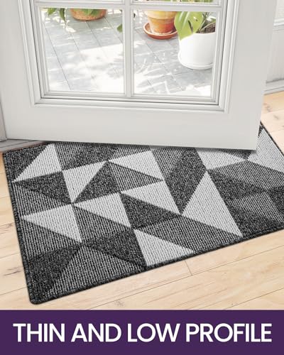 Black Non Slip Washable Absorbent Low-Profile Entrance Mat, 24"X36" E577