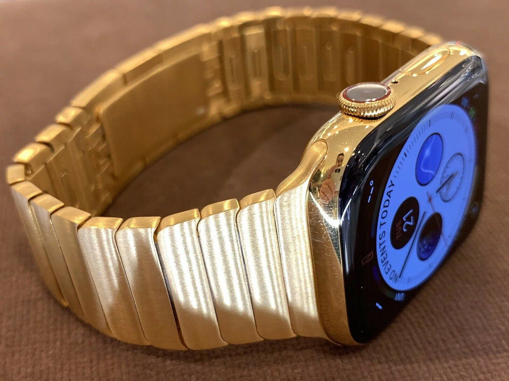24K Gold Plated 44mm Stainless Steel Smartwatch with Link Band V664