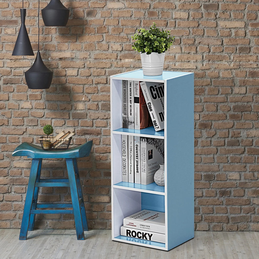 White Pink 3-Tier Engineered Wood Bookcase M1279