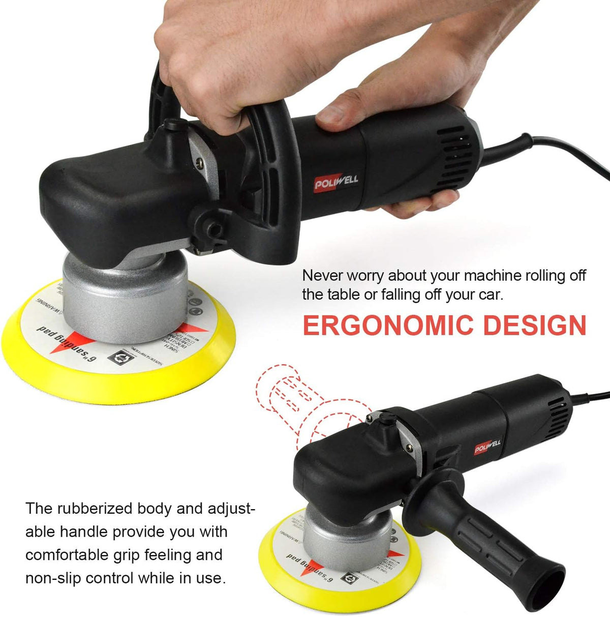 6 Inch Dual Action Random Orbital Polisher Kit with 5 Polishing Pads H2998