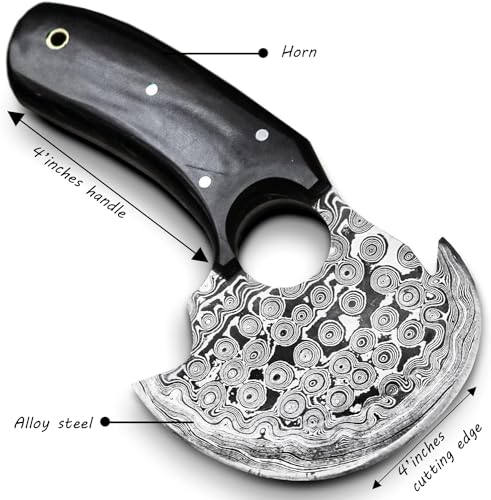 Handmade Damascus Steel Ulu Knife X237