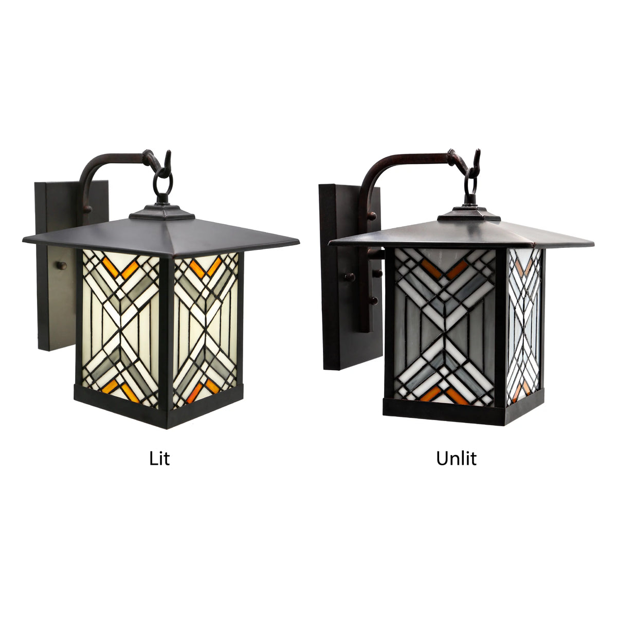 Bronze Outdoor Mission Stained Glass Wall Sconce R1077