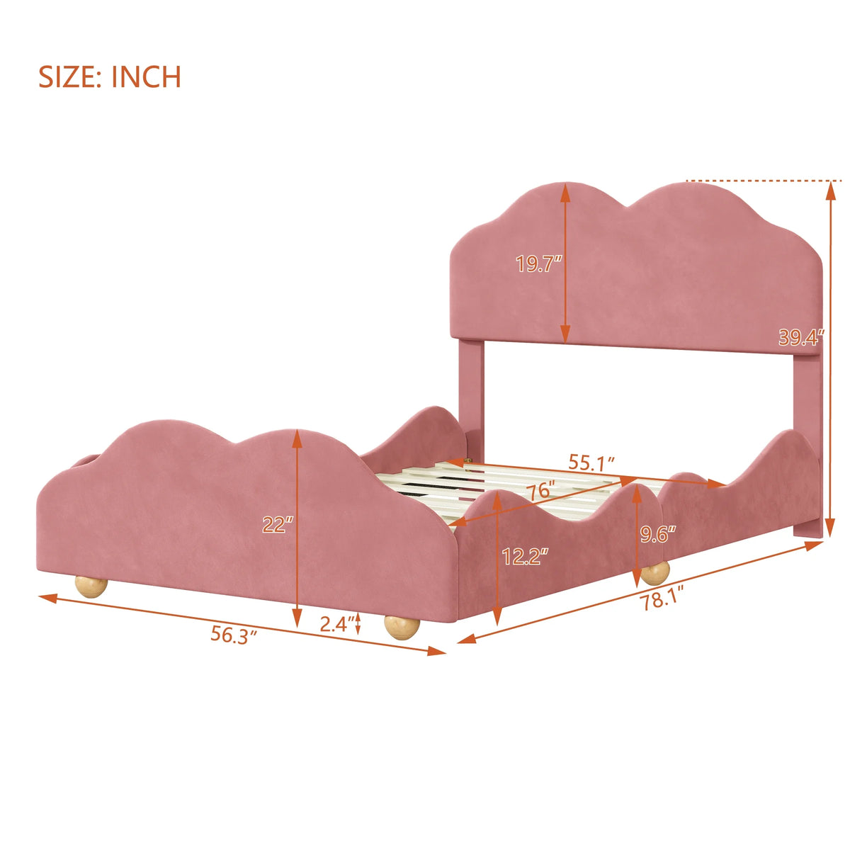 Dark Pink Upholstered Full Size Platform Bed Frame with Headboard G59810