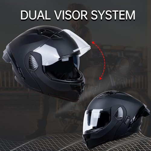 Matt Black Medium Full Face Modular Motorcycle Helmet E2019