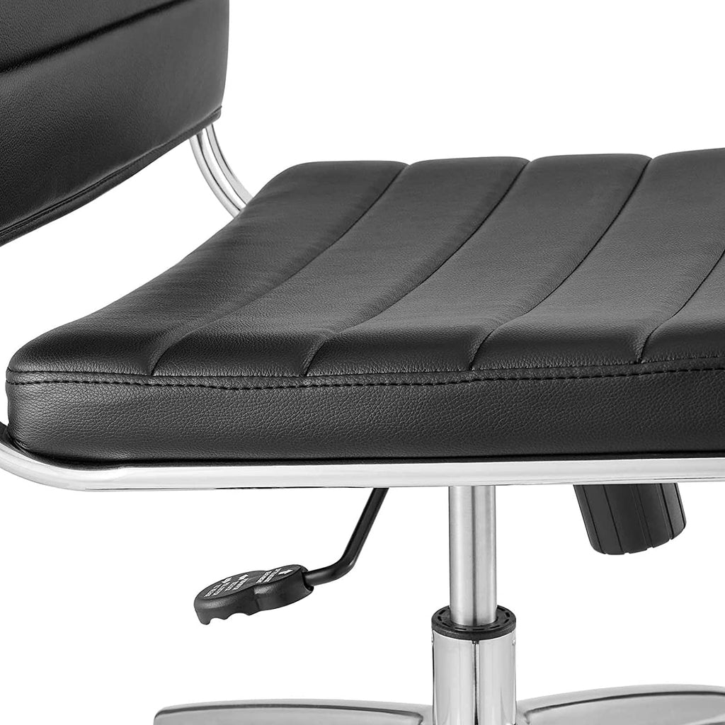 Black Ribbed Armless Swivel Chair E80634