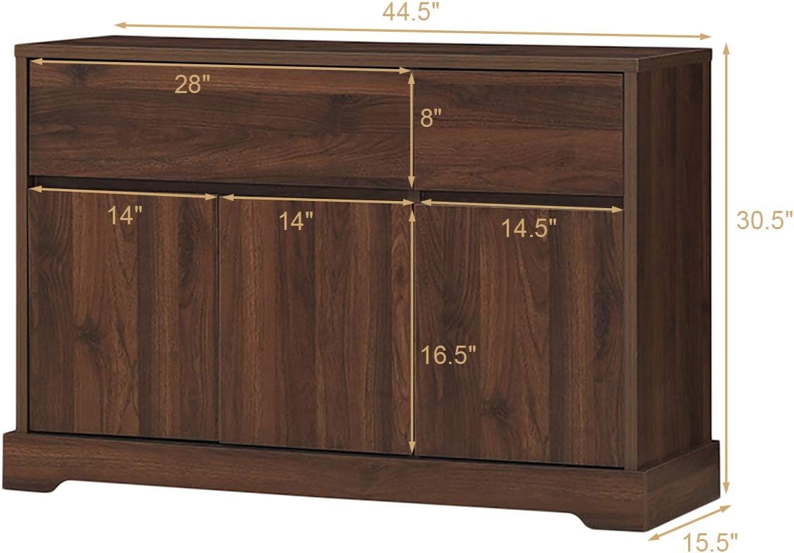 Walnut Buffet Sideboard with 2 Drawers and 2 Cabinets W224274