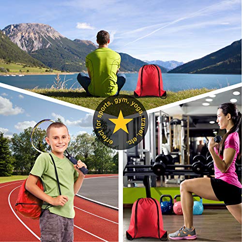 25Pcs Red Drawstring Backpack Bags Q71474