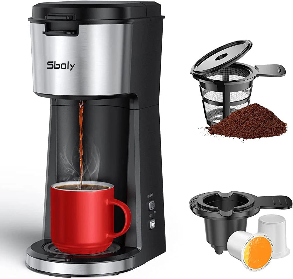 Single Serve Coffee Maker for K Cup & Ground Coffee, 6 to 14 oz Black T9084